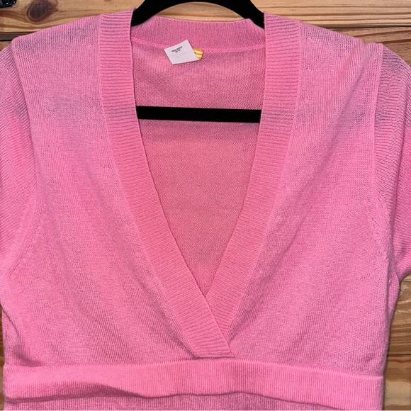 Vintage Y2K Style J.Crew 100% Cashmere V-Neck Short Sleeve Top - Picture 3 of 5
